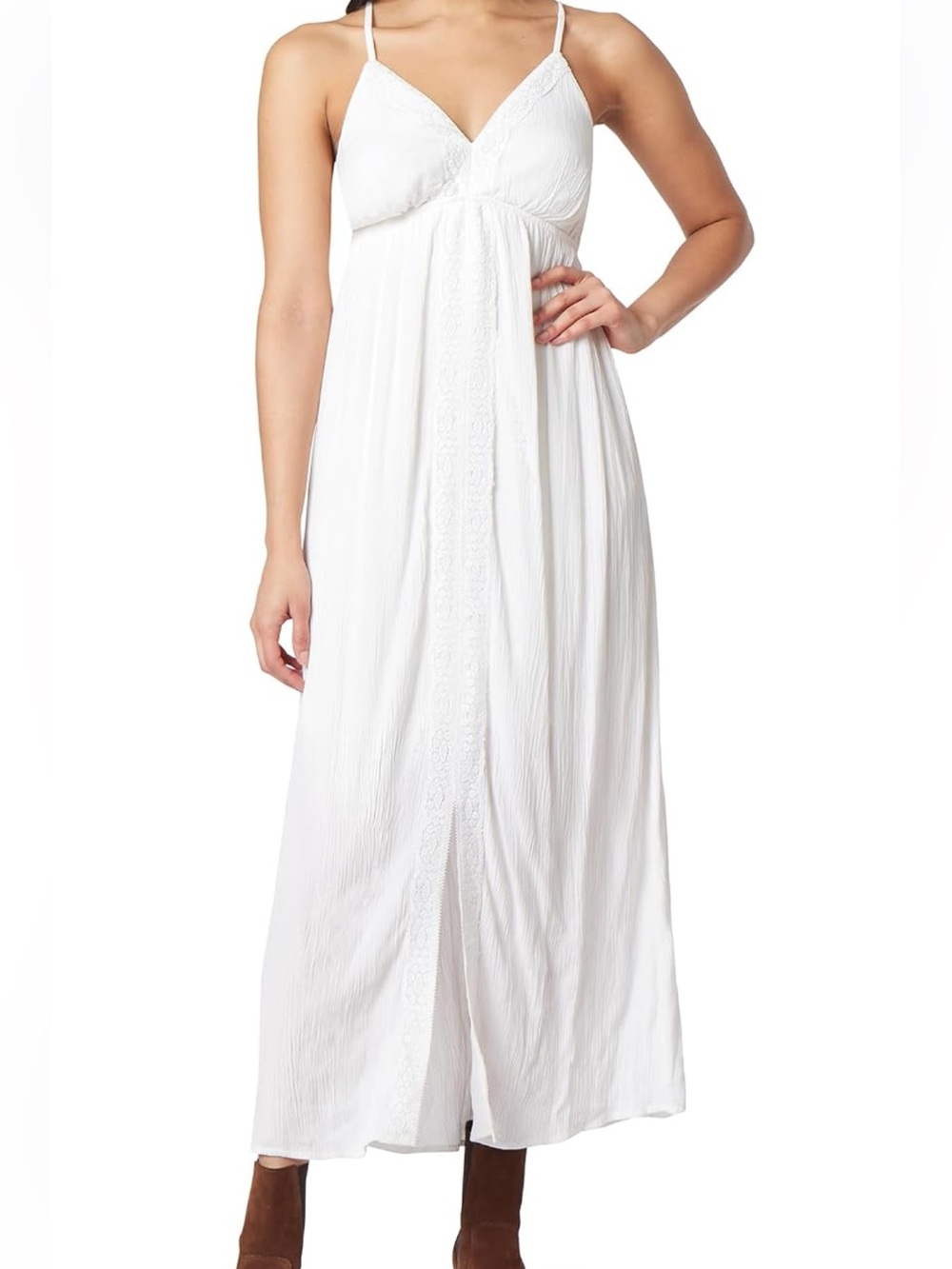 Wallflower White Gauze Spaghetti-Strap Maxi Dress